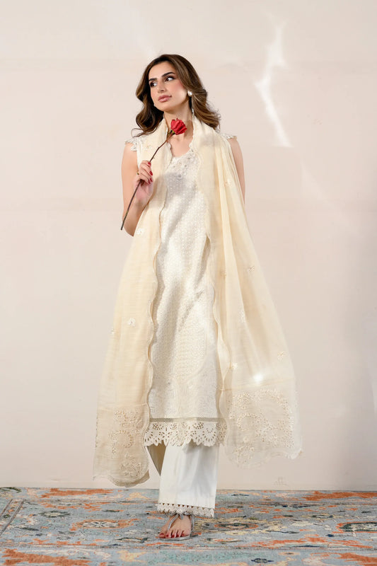 Ready To Wear SS '26 - IVORY LUXURY EMBROIDERED LAWN 3PCS SET | NPA3-26417