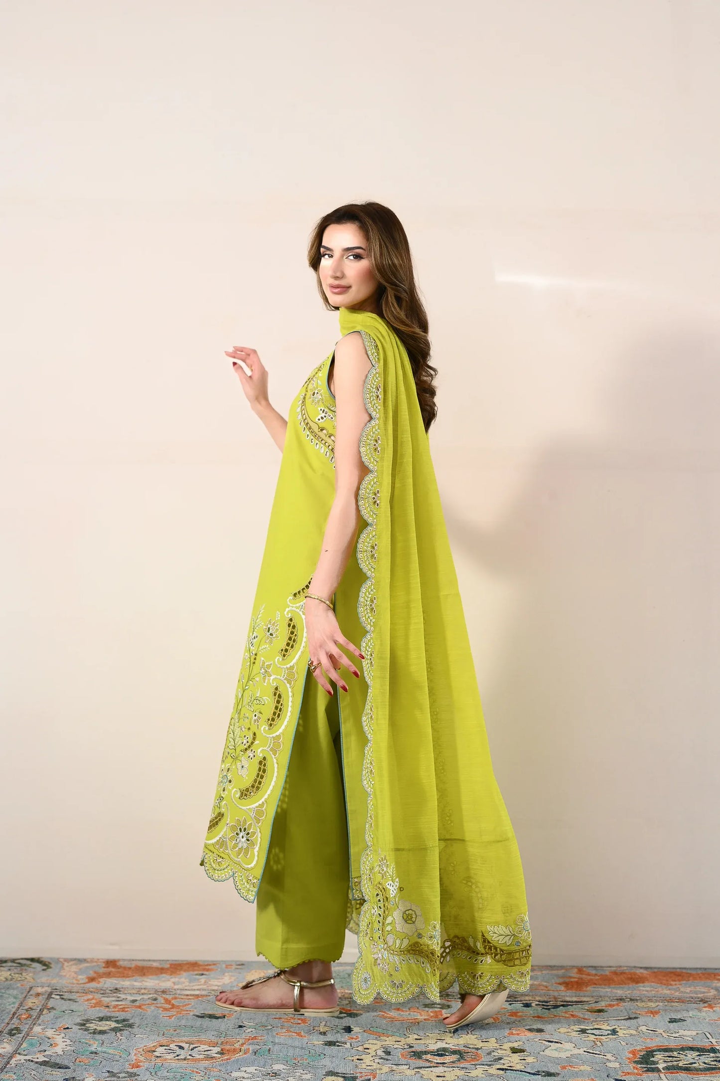Ready To Wear SS '26 - LIME GREEN LUXURY EMBROIDERED LAWN 3PCS SET | NPA3-26416