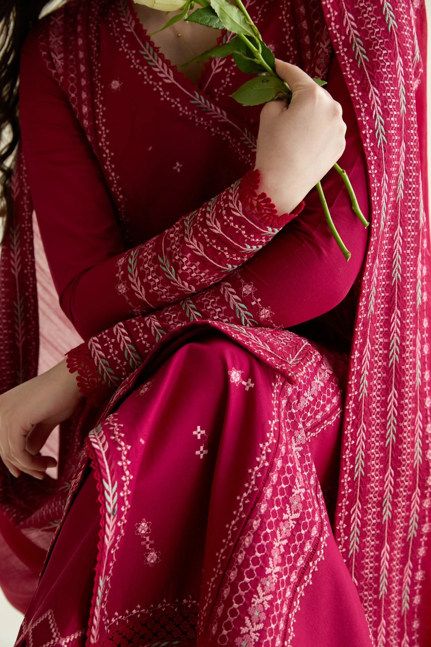 Ramadan Ready to Wear '26 - FUCHSIA LUXURY EMBROIDERED LAWN 3PCS SET (NPA3-26405)