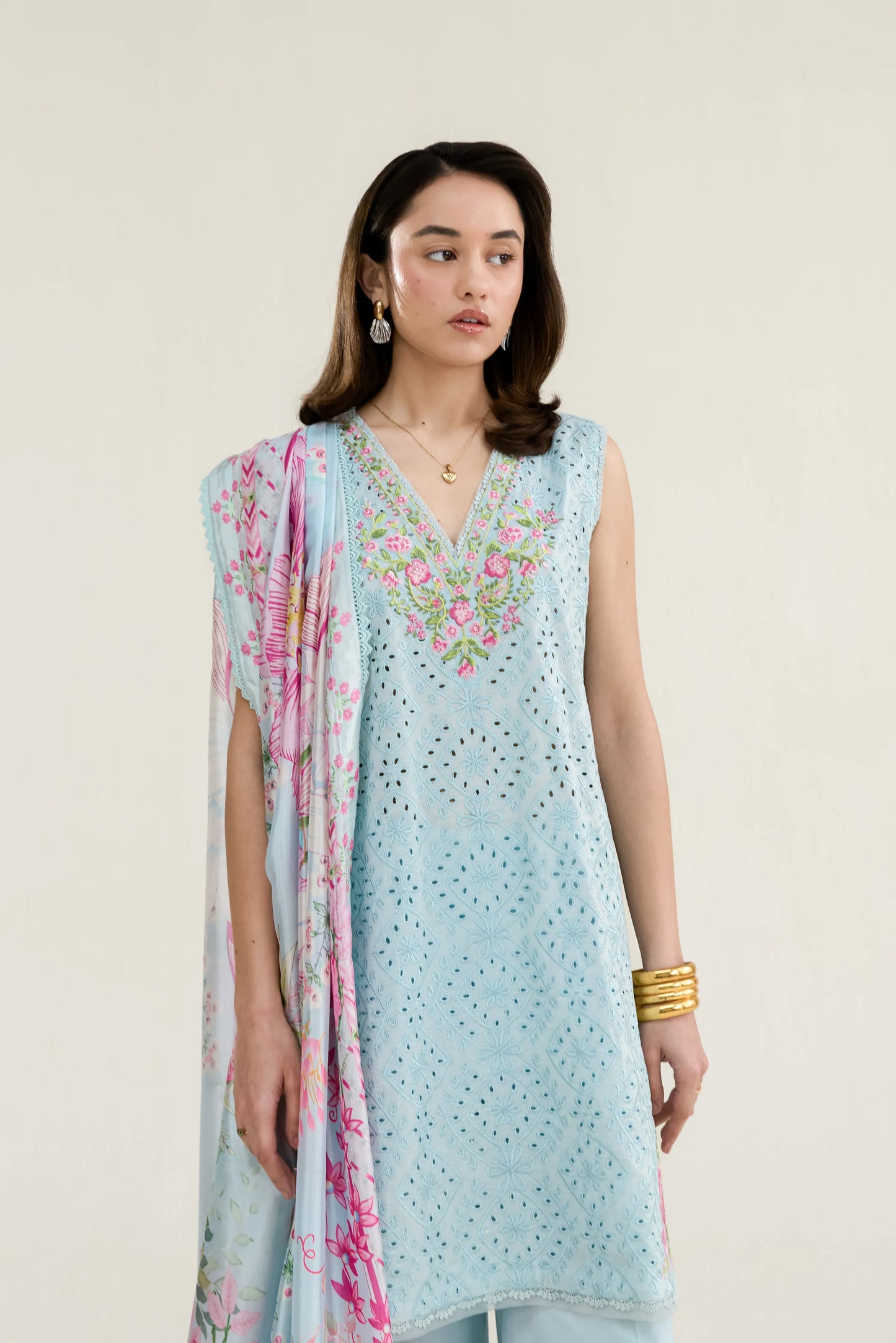 Ramadan Ready to Wear '26 - ICE BLUE LUXURY EMBROIDERED LAWN 3PCS SET (NPA3-26404)