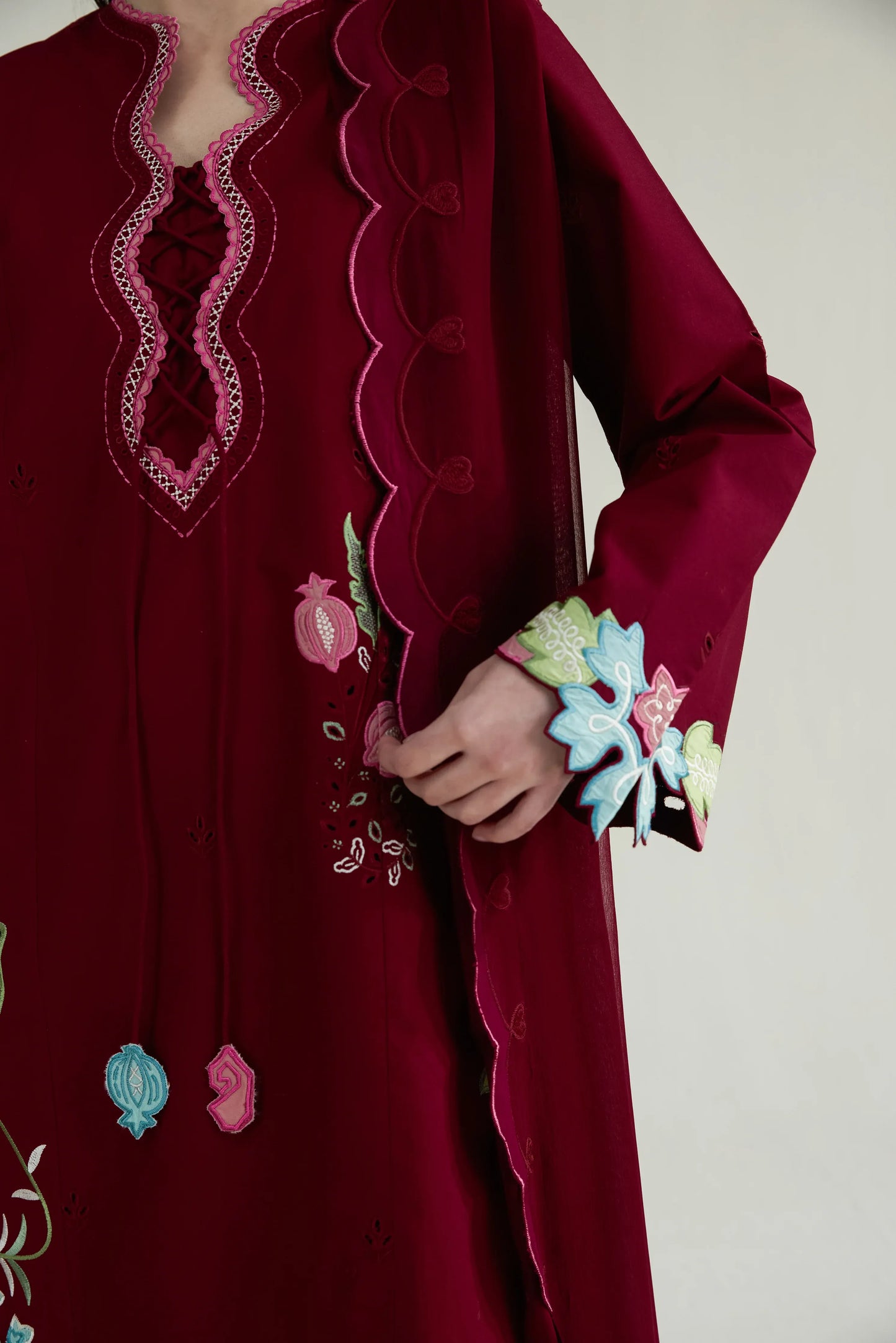 Ramadan Ready to Wear '26 - MAROON (LASER) LUXURY EMBROIDERED LAWN 3PCS SET (NPA3-26409)