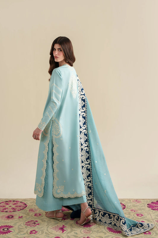 Ready To Wear SS '26 - ICE BLUE LUXURY EMBROIDERED 3PCS SET | NPA3-26423