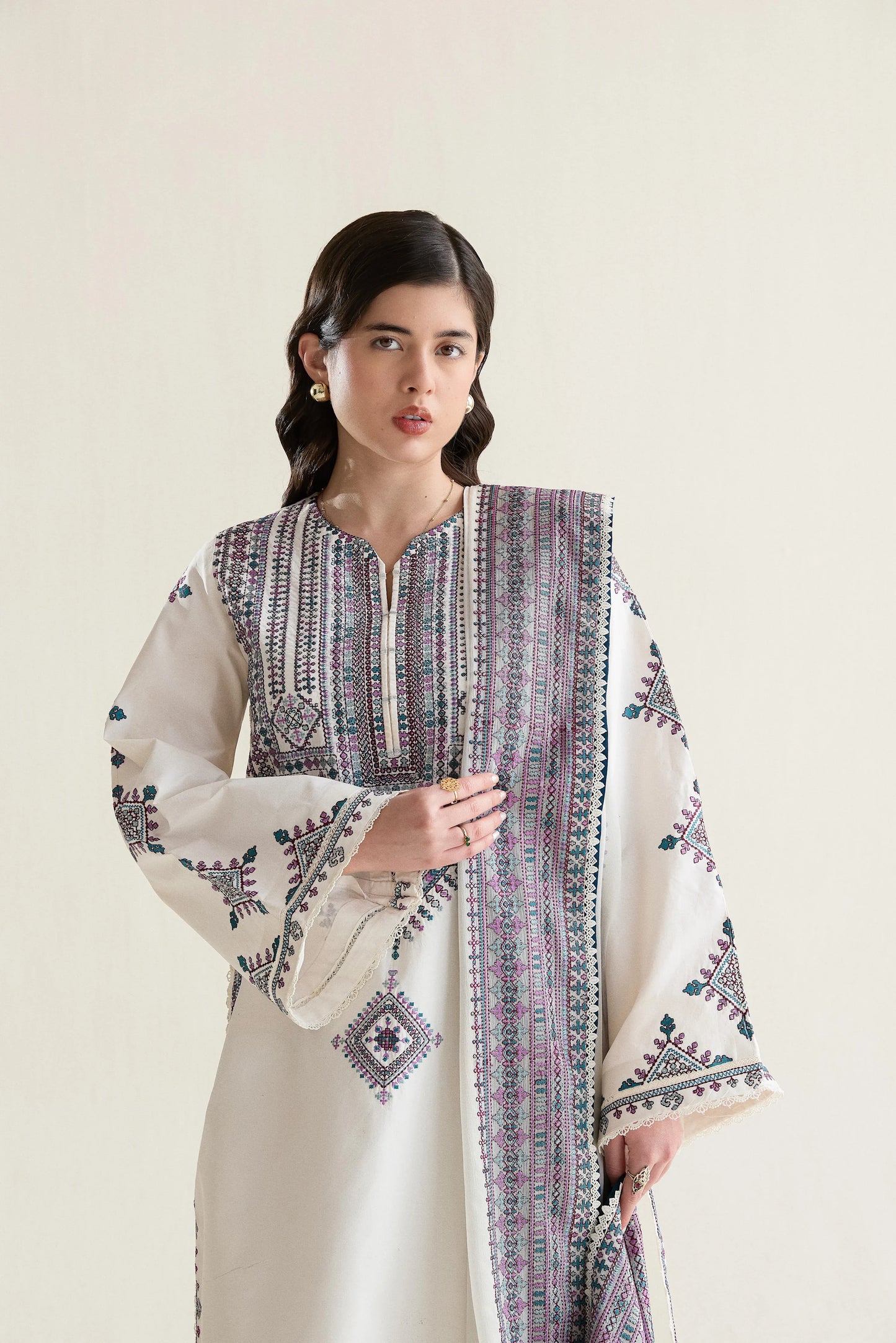 Ramadan Ready to Wear '26 - OFF-WHITE LUXURY EMBROIDERED LAWN 3PCS SET (NPA3-26406)
