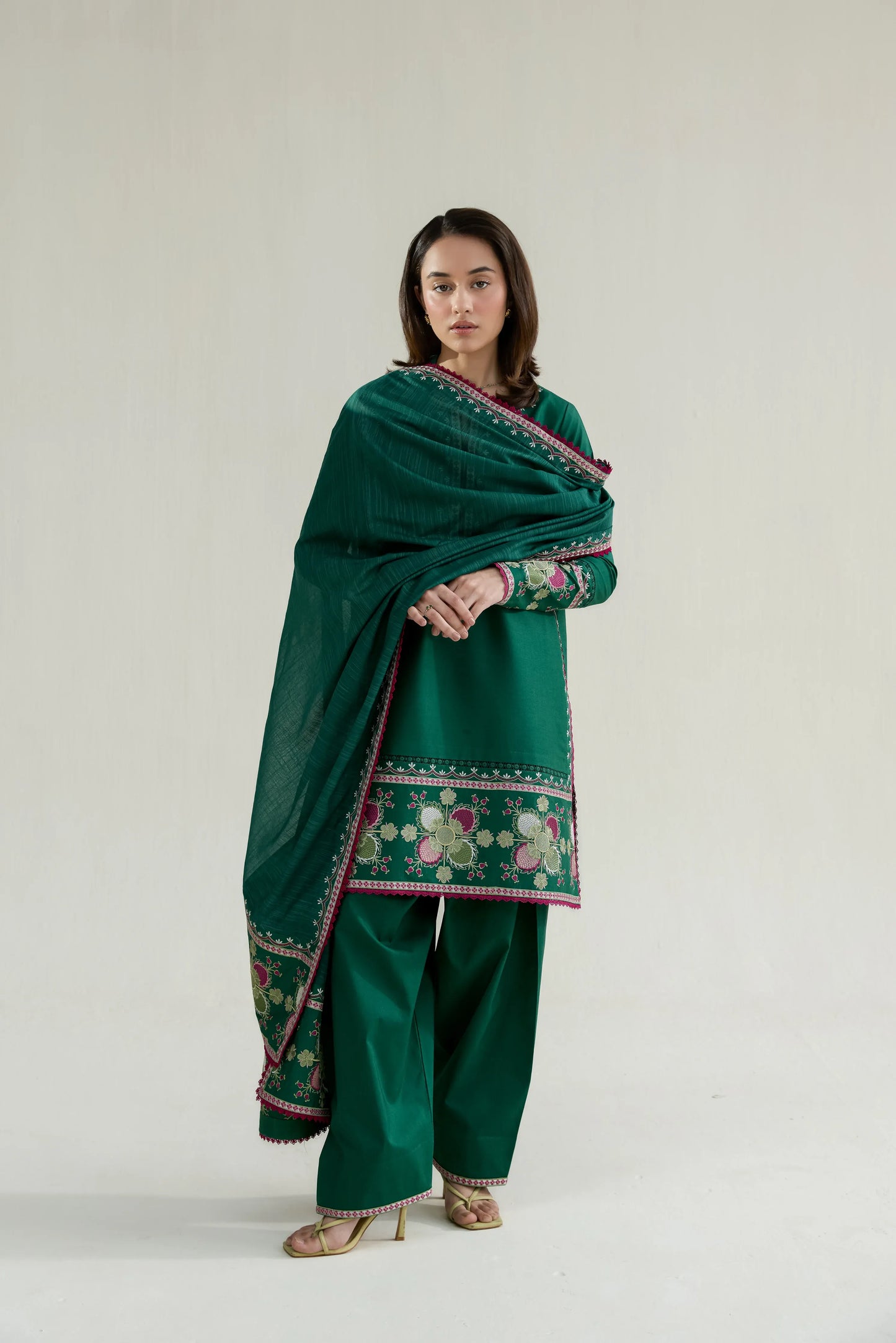 Ramadan Ready to Wear '26 - EMERALD GREEN LUXURY EMBROIDERED LAWN 3PCS SET (NPA3-26413)