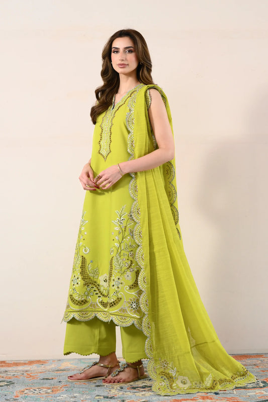 Ready To Wear SS '26 - LIME GREEN LUXURY EMBROIDERED LAWN 3PCS SET | NPA3-26416