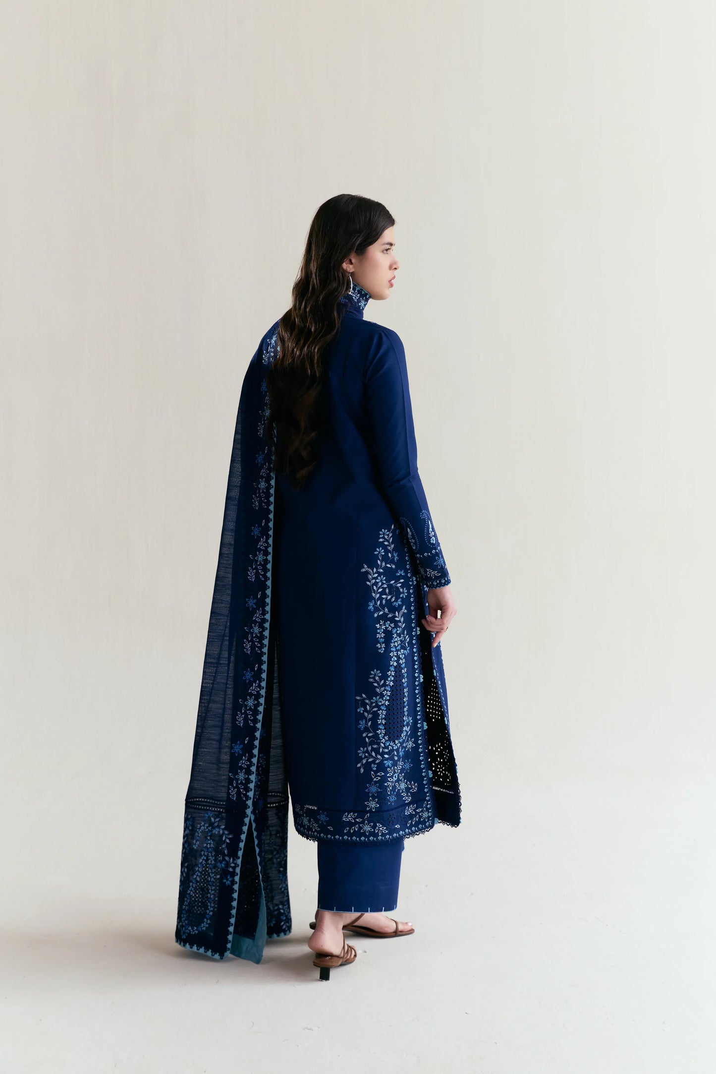 Ramadan Ready to Wear '26 - DEEP NAVY BLUE LUXURY EMBROIDERED 3PCS SET (NPA3-26407)