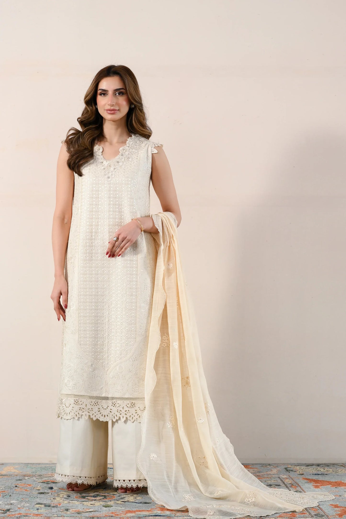 Ready To Wear SS '26 - IVORY LUXURY EMBROIDERED LAWN 3PCS SET | NPA3-26417