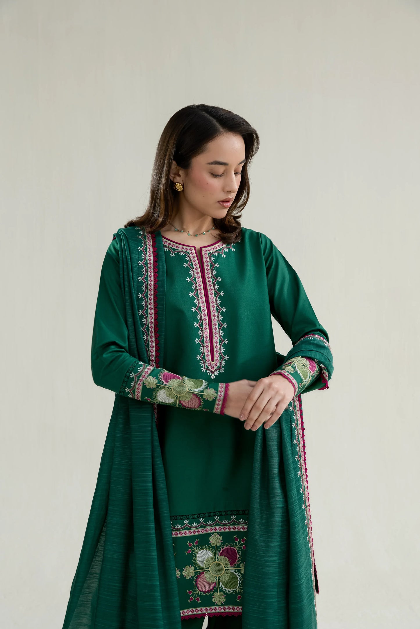 Ramadan Ready to Wear '26 - EMERALD GREEN LUXURY EMBROIDERED LAWN 3PCS SET (NPA3-26413)