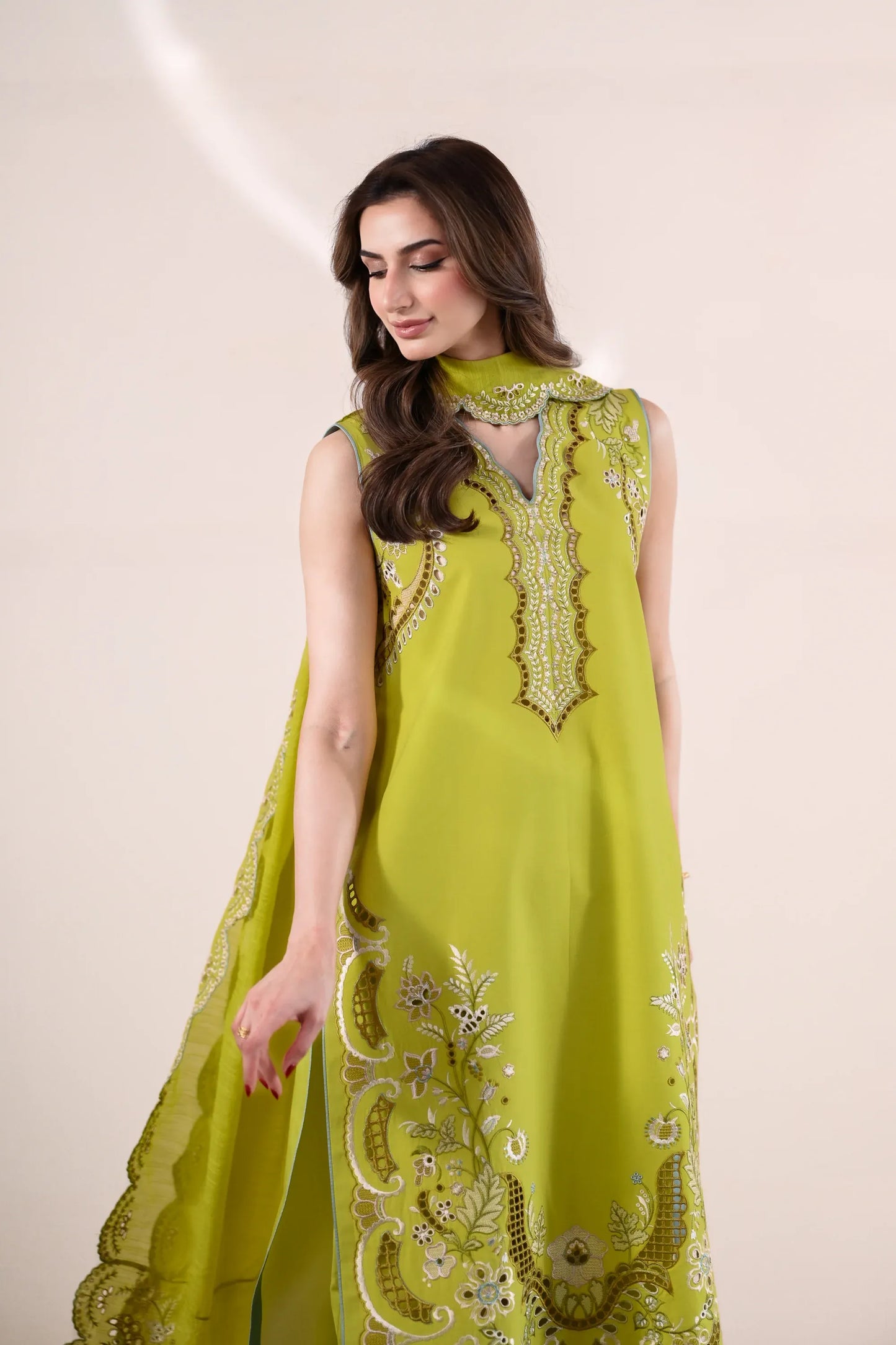 Ready To Wear SS '26 - LIME GREEN LUXURY EMBROIDERED LAWN 3PCS SET | NPA3-26416