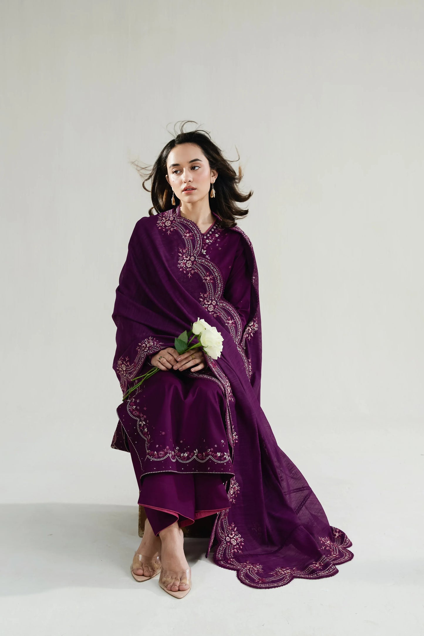 Ramadan Ready to Wear '26 - DEEP PLUM LUXURY EMBROIDERED LAWN 3PCS SET (NPA3-26410)