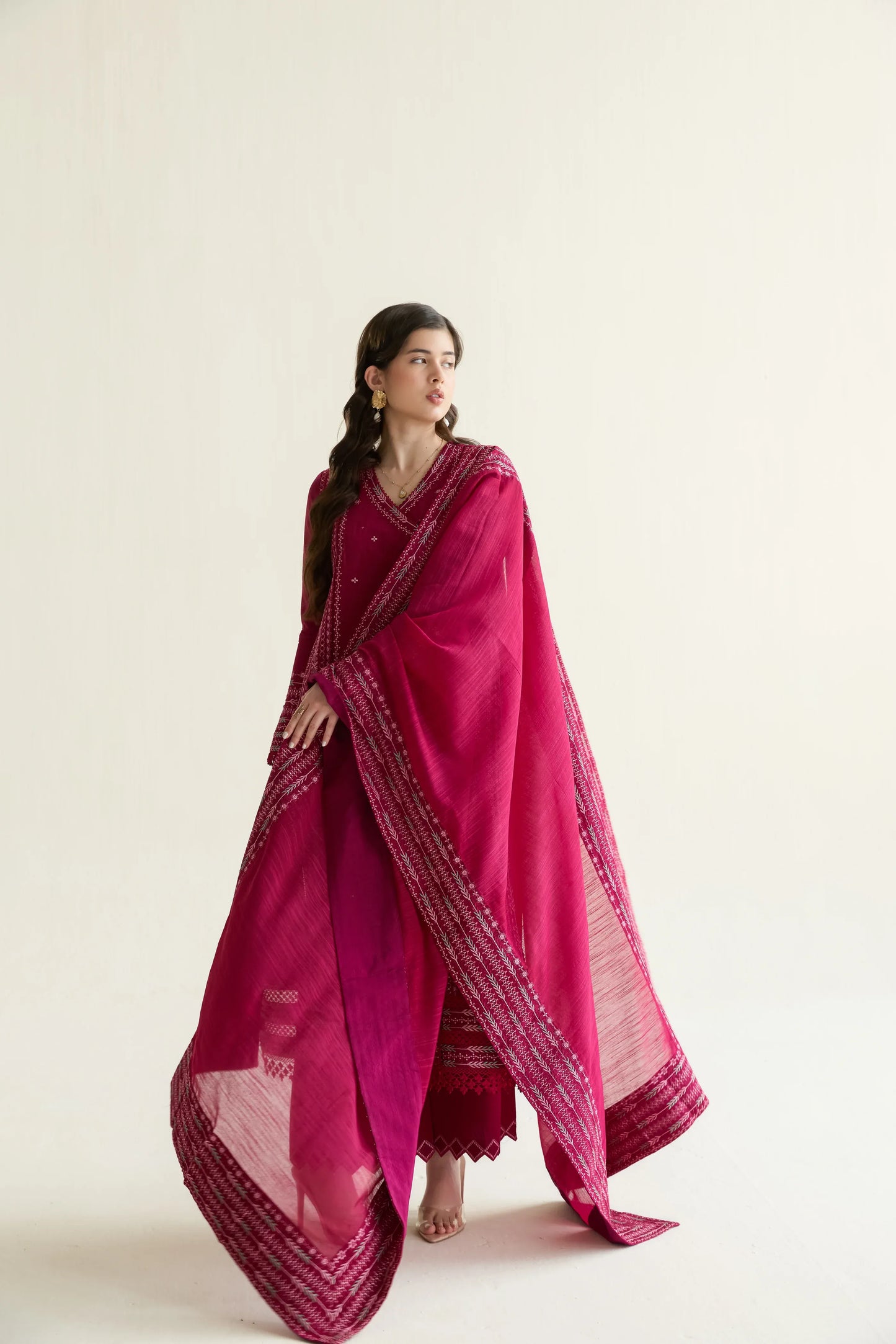 Ramadan Ready to Wear '26 - FUCHSIA LUXURY EMBROIDERED LAWN 3PCS SET (NPA3-26405)